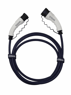 Essan 22kw Tip 2 Beyaz Soketli 5 metre Elektrikli Araç Şarj Kablosu Uyumlu Ve Taşınabilir
